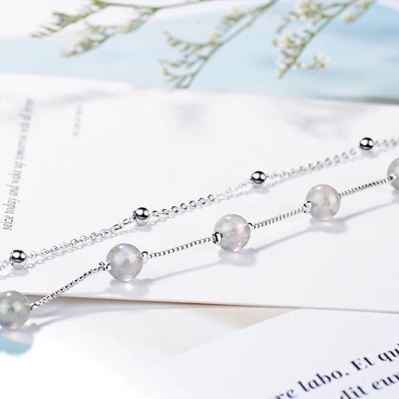 *925 Sterling Silver Layered Moonstone Bracelet - Picture 5 of 11